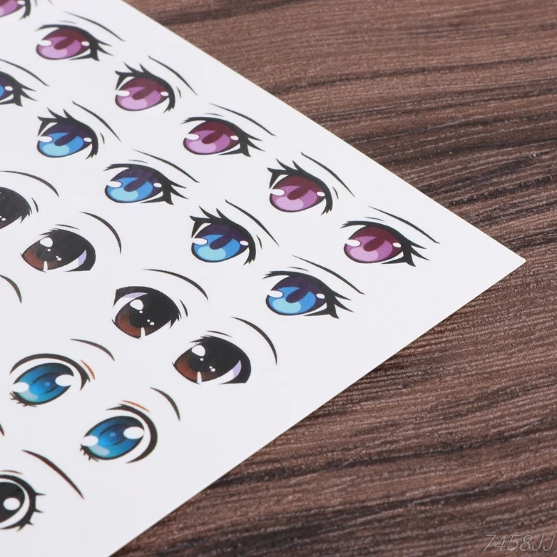 8Styles Cute Cartoon Eye Anime Eyes Water Stickers Figurine Doll Face Organ Paster Clay Cartoon Decals For DIY Doll Accessories