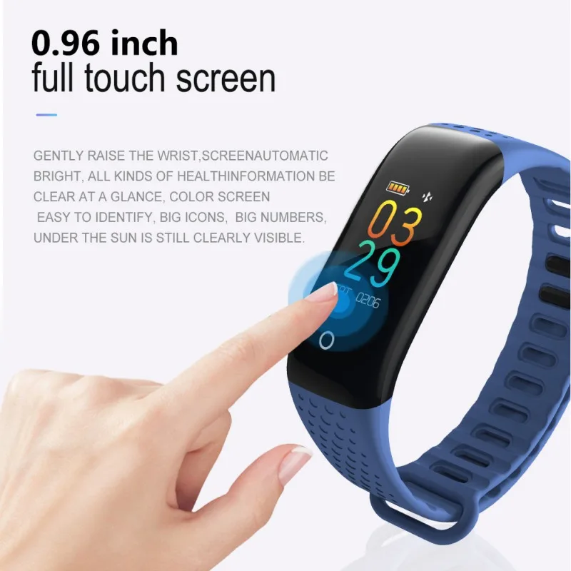 

0.96 Screen Touch Health Monitoring Intelligent IP67 Swimming Smart Band Watch Sports Wristbands 2019