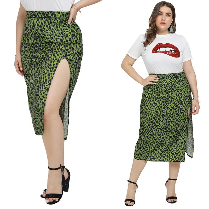 

2019 New Sexy Skirt Women Plus Size 6XL Skirt Maxi Long Boho Leopard Print Irregular Design Slit Straight Skirt Ladies Femme D30