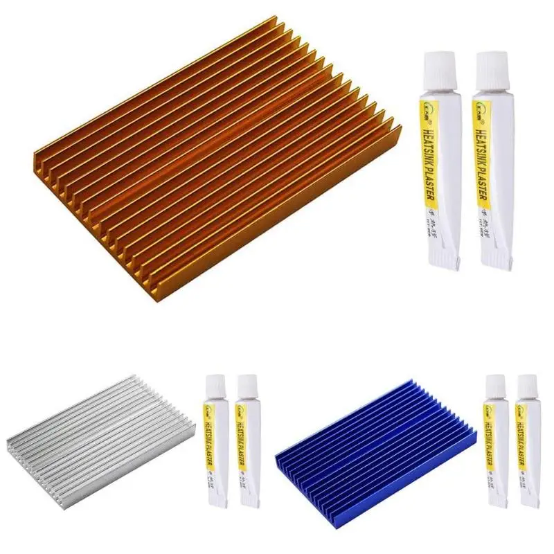 

Aluminum Radiator Heat Sink PCB Heatsink Cooler with 2 Thermal Conductive Plaster Adhesive Cooling Paste 100*60*10mm