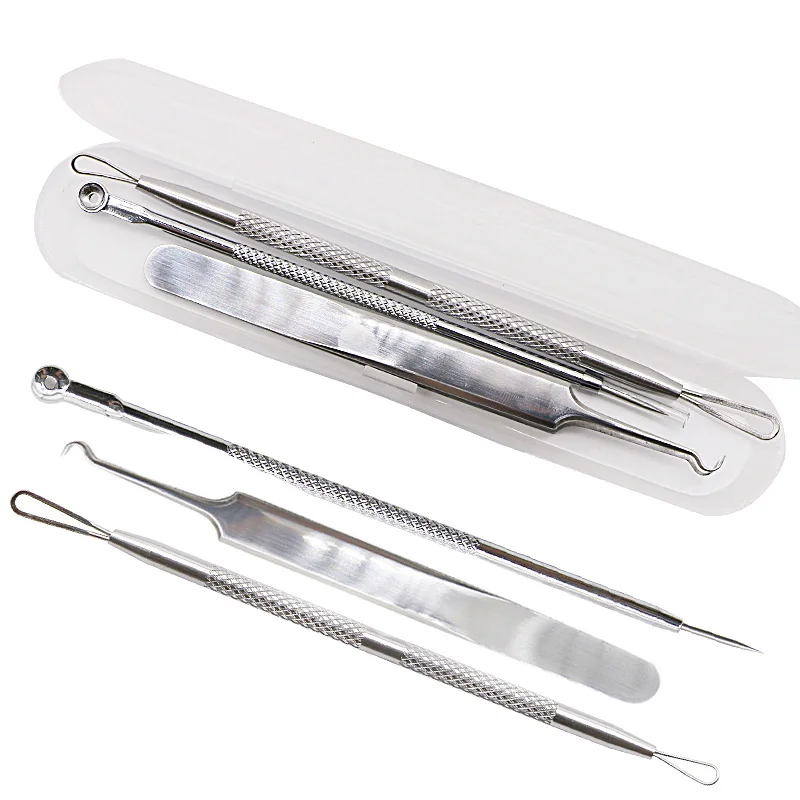 

3Pcs/Set Acne Tool Kit Blackhead Removal Needles Face Care Stainless Pimple Extractor Tool Acne Tweezer Clip Blackhead Extractor