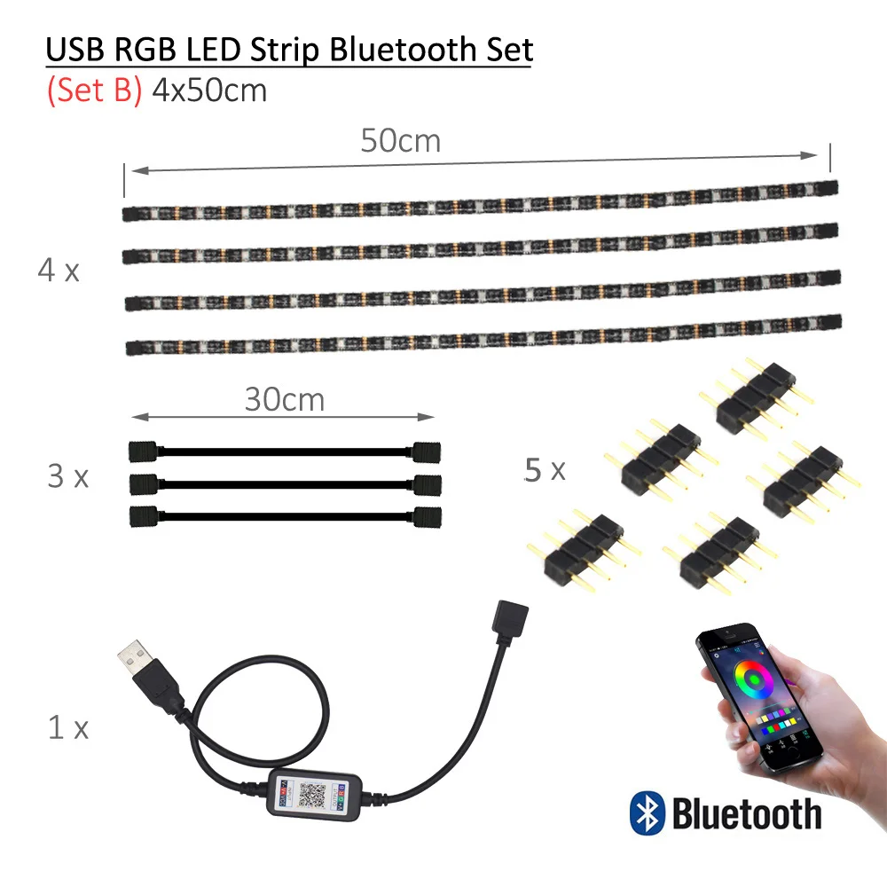 Светодиодная лента Ambilight для ТВ RGB USB Bluetooth 5 В|Светодиодные ленты| |