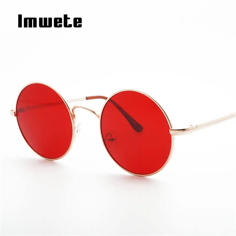 

Imwete Vintage Round Sunglasses Men Women Fashion Metal Big Red Sun glasses for Womens Mens Retro Mirror Shades Sunglass UV400