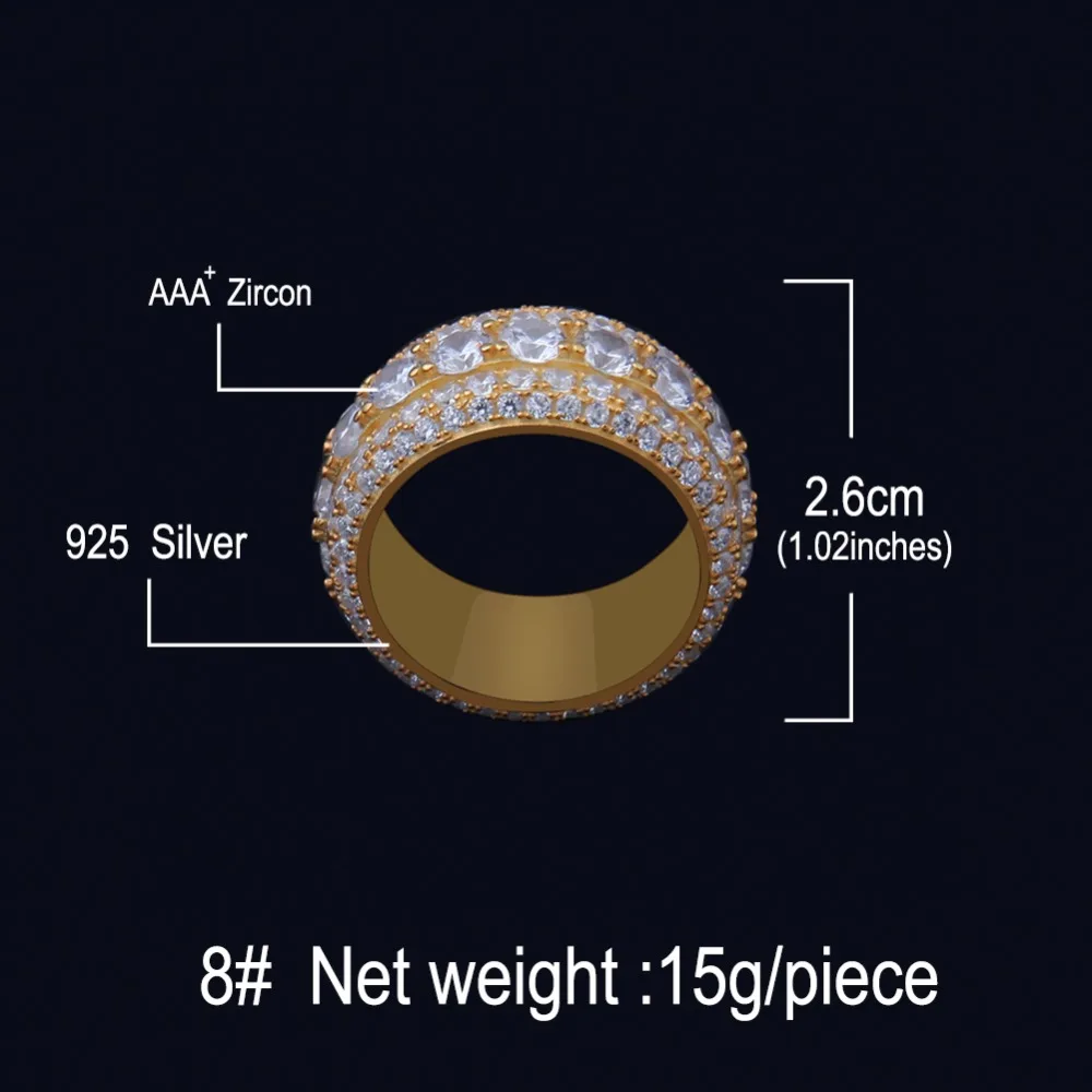 Uwin натуральная кольцо из стерлингового серебра 925 со льдом круглый фианит круглые кольца на пальцы для женщин модные ювелирные изделия Хип-хоп Рождественский подарок