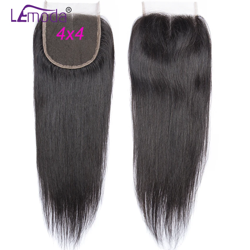 

4X4 Straight Lace Closure 8-20'' Brazilian Human Hair Middle/Free/Three Part Lace Closure Lemoda Remy Hair Free Shipping