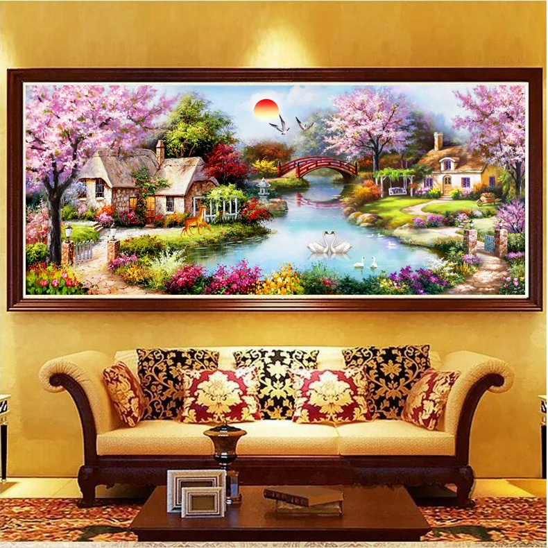 Full Drill Diamond Embroidery European Landscape Cottage DIY Diamond Painting Cross Stitch Simple Living Room Wall Decoration Full Drill Diamond Embroidery European Landscape Cottage DIY Diamond Painting Cross Stitch Simple Living Room Wall Decoration