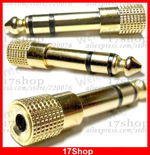 5PCS Stereo 6.35mm plug TO 3.5mm Female socket Audio Adapter FOR DJ