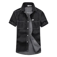 Новинка, классические черные/Голубые летние модные короткие мужские джинсы из хлопкового денима, роскошные мужские повседневные брендовые рубашки, плюс 3XL