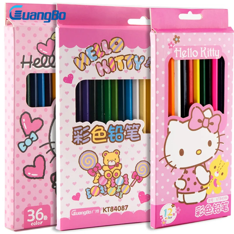 Guangbo Diary Notebooks Hello Kitty Notebook 25k 30 Sheet Notepad Guangbo Color Pencil Hello Kitty Series Students Drawing Painting Stationery 12 24 36