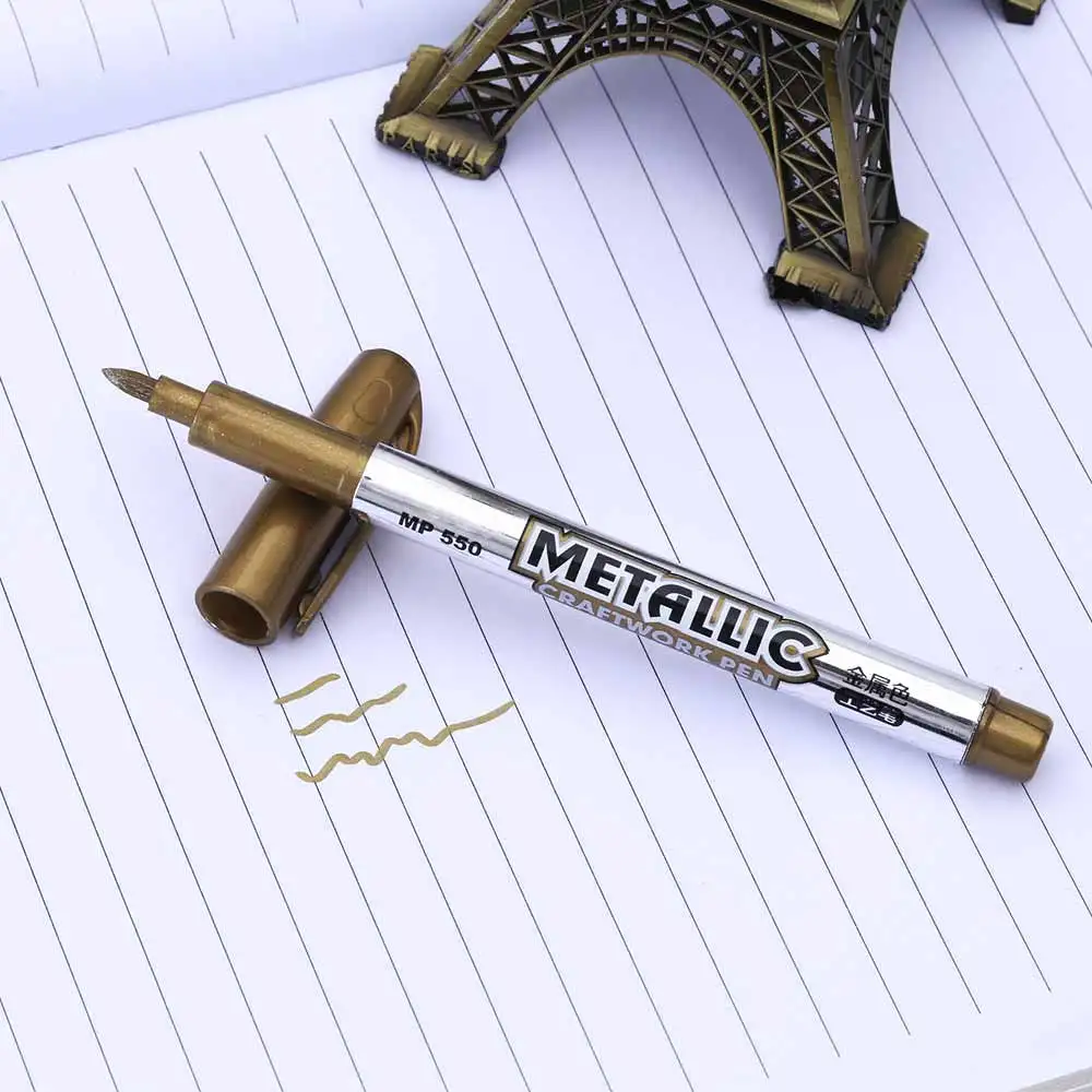 TOMTOSH 1 шт. ручка для рисования металлическая цветная ручка технология золото и серебро 1,5 мм ручка для рисования студенческие принадлежности маркер - Цвет: Белый