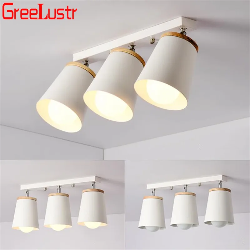 

Nordic Rotate Wooden Ceiling Lamps Adjustable Metal Lampshade Chandeliers For Kicthen Corridor Indoor Lustre Lighting Fixtures