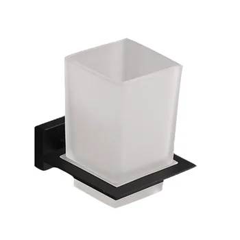 

Durable Practical Wall Mounted Modern Toothbrush Holder Bathroom Accessories Toothpaste Holder Storage Rack with Square Cup