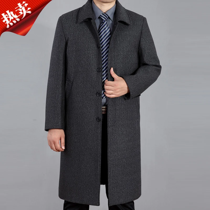 2017 winter men's clothing long design wool coat Business gentleman ...