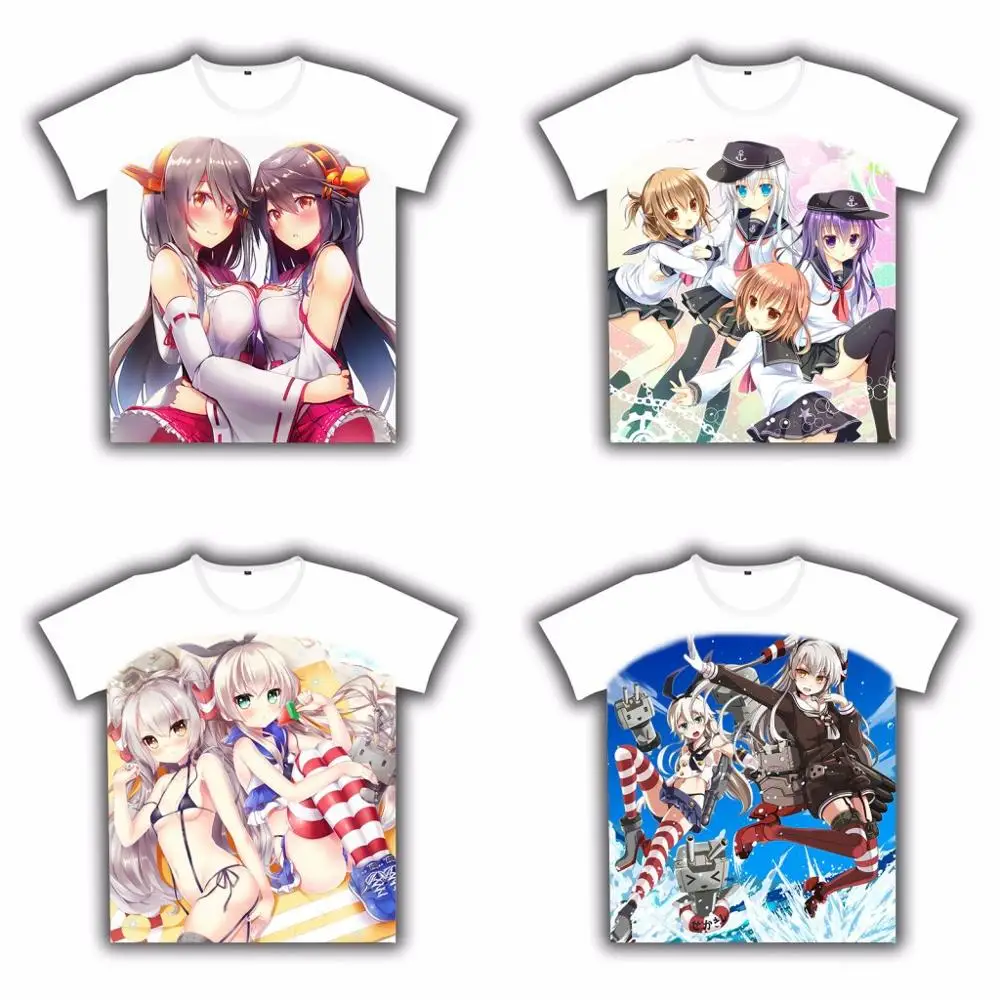 

Anime T-shirt Kantai Collection Shimakaze Game Cosplay Short Sleeve Unisex Casual White Tee Top Summer