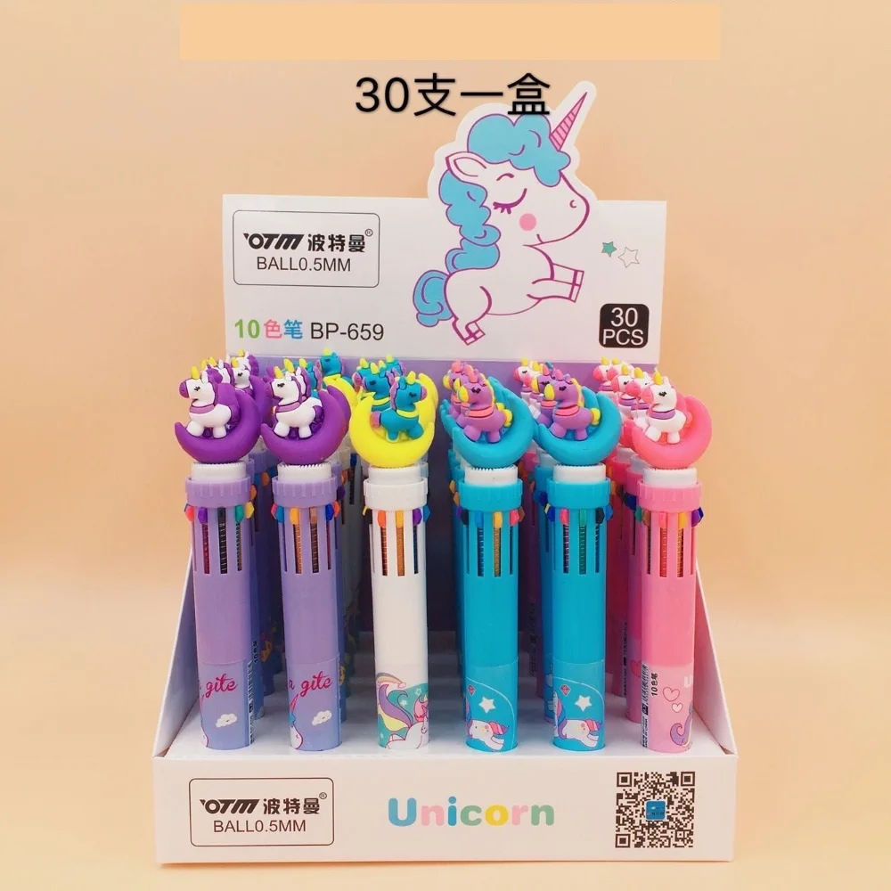 

30pcs/lot cute cartoon unicorn moon creative 10 colors ballpoint pen students prize promotion gift office school stationery