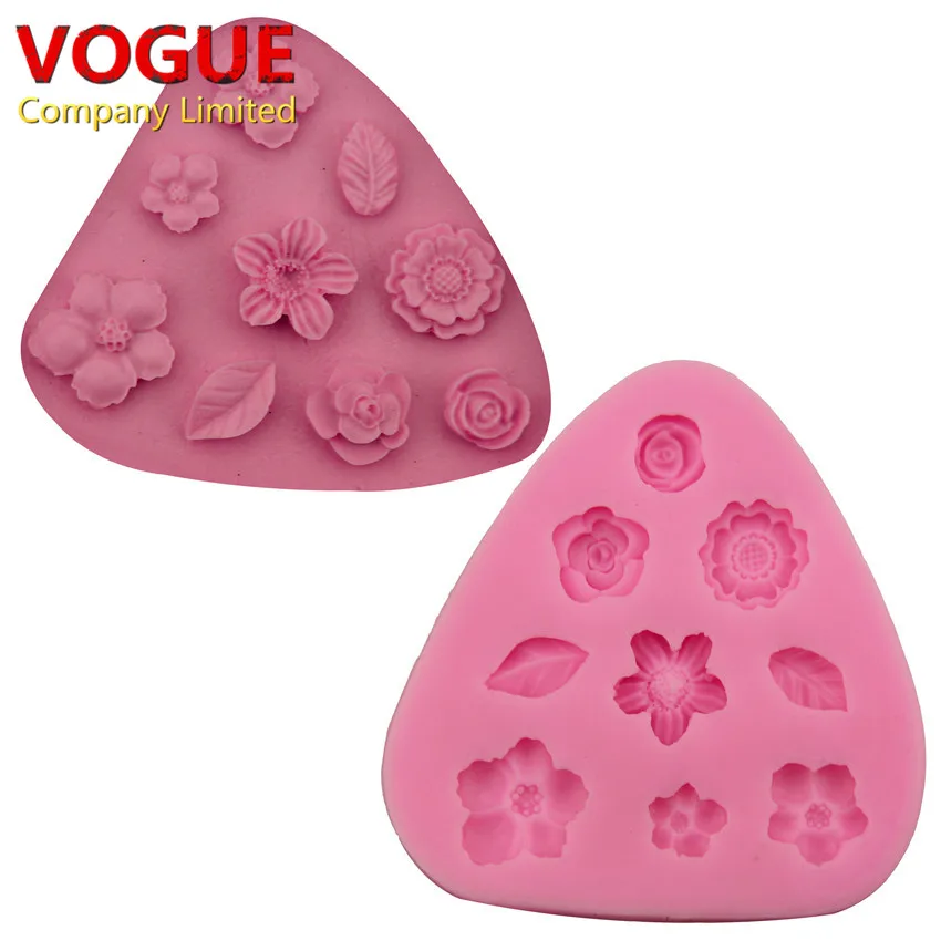Mini Flower and Leaf Silicone Fondant Mold Sugarcraft Cake ...