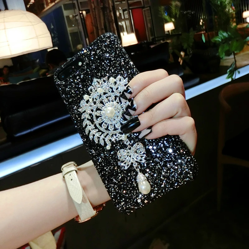 Aoweziic Tide brand mobile phone shell For iphone X XR XS MAX protective sleeve glitter lanyard 7 8 6s Plus Rhinestone glitter