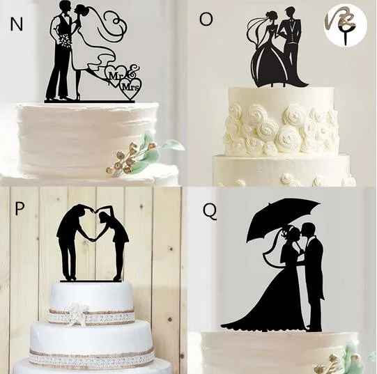 Новое поступление Mr Mrs свадебный торт акриловое Украшение Черный Романтический Жених невесты торт аксессуары для Свадебные сувениры