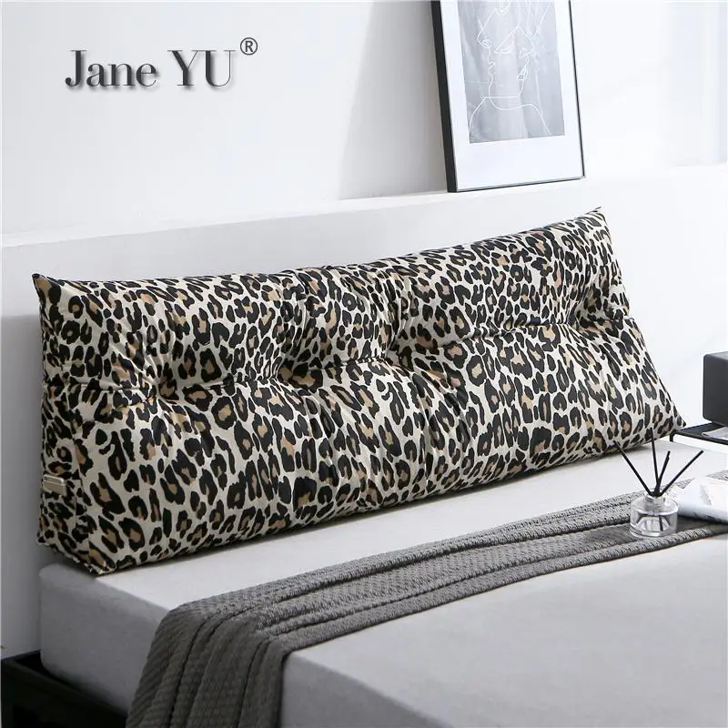 

JaneYU 2019 Leopard-print Headrest Big Backrest Double Bed Tatami Headboard Soft Bag Backrest Triangular Backrest Pillow