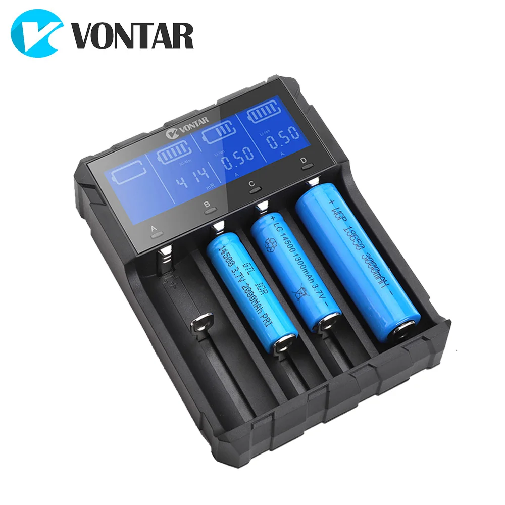 VONTAR VT4 плюс 4 слота ЖК дисплей Батарея Зарядное устройство Перезаряжаемые для