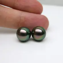 11.2 мм натуральный Павлин Зеленый Настоящее Tahitian культивированный свободные перла неразбуренные 2 шт