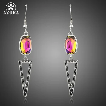 

AZORA Sharp Triangle Design Gradual Change Colour Stellux Austrian Crystal Drop Earrings Women TE0183