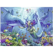 Пользовательские фото 5D DIY Алмазная картина Русалка Дельфин полный квадратный круглый дрель вышивка крестиком Мозаика Алмазная вышивка ZP-945
