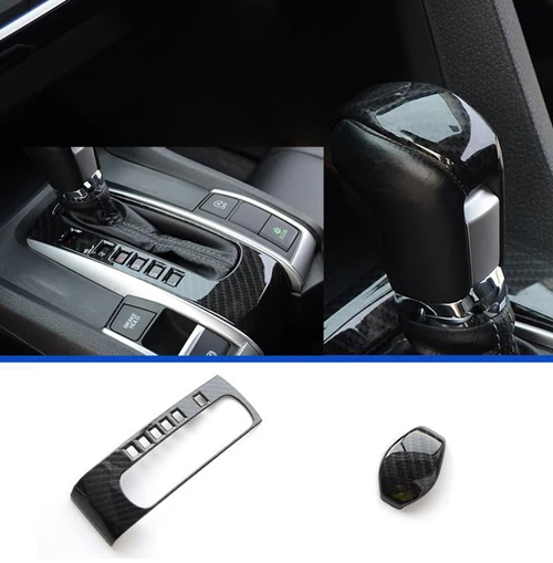 Рычаг переключения передач планки чехол рычага 2 шт./компл. для Honda Civic X- 10th седан купе, хэтчбек приборной панели переключения передач - Цвет: Black 2pcs