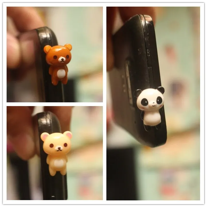Goede Groothandel 20 stks partij kawaii hoge kwaliteit Rilakkuma Panda Anti dust plug voor mobiele telefoon iphone 6 s leuke anime jack oor oortelefoon cap