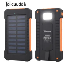 Solar Power Bank Waterproof 10000mAh Solar Charger 2 USB Ports External Charger Solar Powerbank for Smartphone