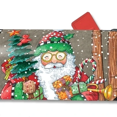 

Magnet Works Jolly Santa with Gifts and Candy Canes Magnetic Mailbox Wrap Cover