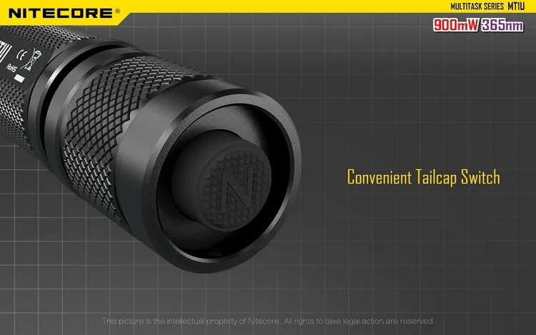 NITECORE MT1U с 18650 батарея УФ светодиодный источник удобный ультрафиолетовый фонарик Рыбалка Охота промышленности приложений Бесплатная