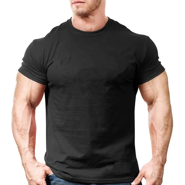 New Mens Short sleeve Solid Cotton T shirt Gyms Fitness Bodybuilding