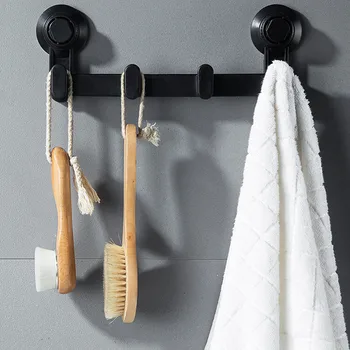 

ISHOWTIENDA Powerful Suction Cup Four Rows Of Hooks Bathroom Kitchen Hooks Toilet No Trace Punching Hook Self Adhesive