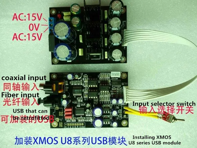 

Original new 100% dac stereo decoder CS8416+PCM1798 dac board 24Bit/192KHz installing XMOS module power module