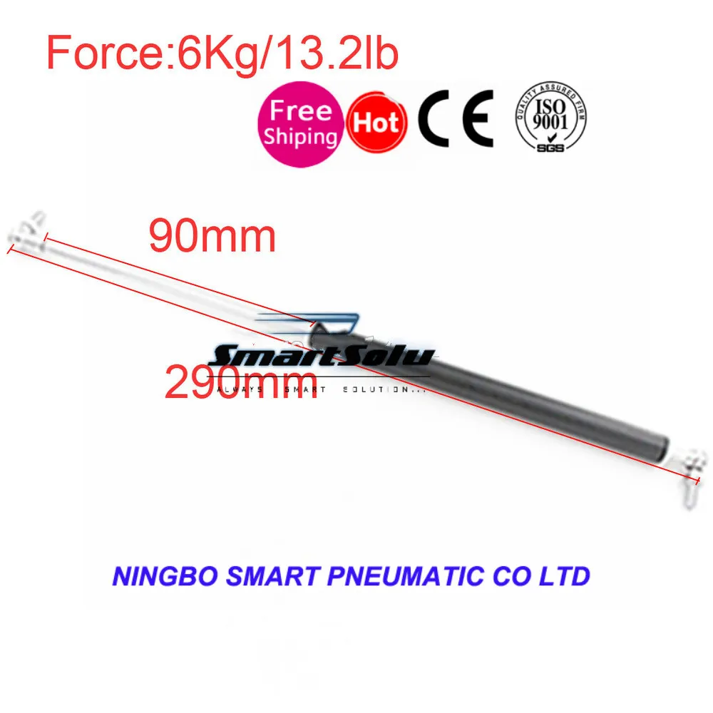 

free shipping Furniture Gas Spring 6KG/13.2lb Force 90mm Stroke Ball Gas Strut Shock Spring Lift Prop 90mm x 290mm