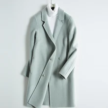 Зимнее простое длинное пальто из овечьей шерсти розового, белого и серого цвета, Женское пальто Casaco Feminino Manteau Doudoune Femme Abrigos Mujer Largo