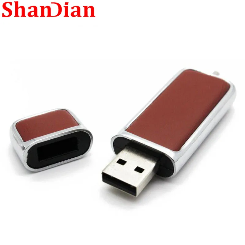 SHANDIAN оптовая продажа кожа высокое качество usb флэш накопитель мех металлическая