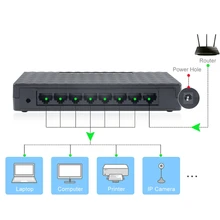 8-портовый Быстрый коммутатор сетевой коммутатор концентратор Fast Ethernet LAN Ethernet сетевой Настольный коммутаторы адаптер штепсельная вилка европейского стандарта
