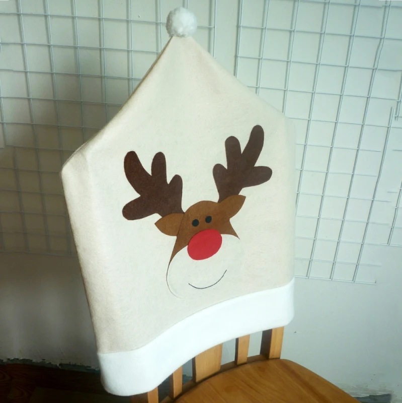 Обеденная скатерть с принтом рождественского оленя и надписью, чехол на стул украшения для рождественской вечеринки 50X60 см для Рождественский Декор для дома