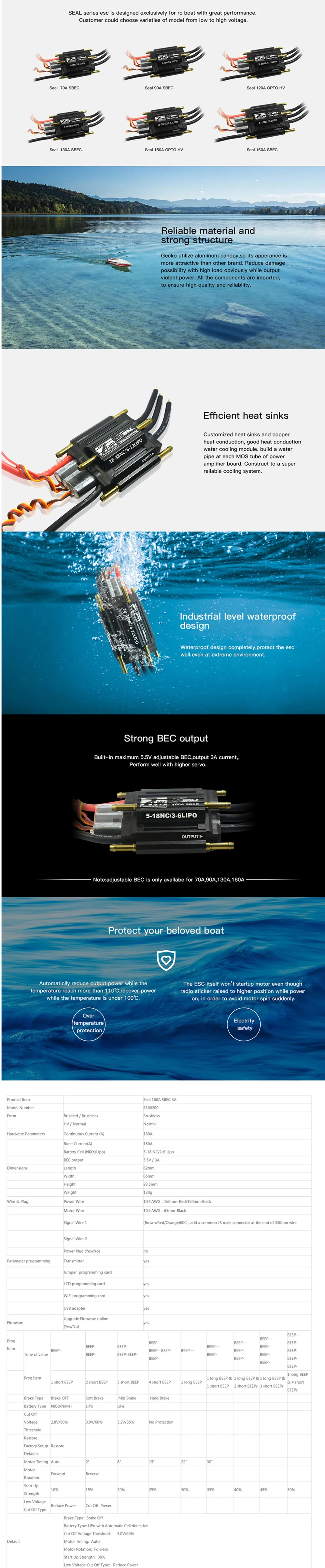 Seal 160A SBEC 3A_RC Brushless ESC,RC ESC,Shenzhen