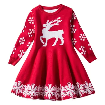 

New Year Costume For Child Deer Dress Christmas Xmas Kid Up Warm Knitting Party Frock Carnival Child Festive Boutique Snowflake