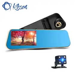 Kissen Full HD 1080p 4,3 дюймов DVR тире камера автомобиля зеркало заднего вида двойной объектив регистраторы цифровой авто регистратор камкордер