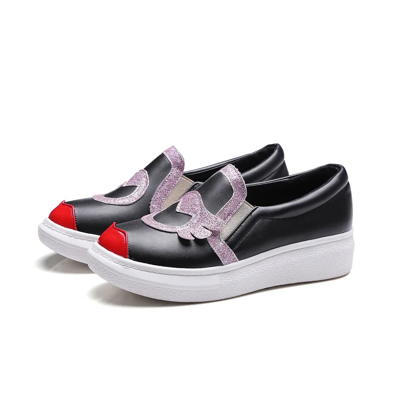2018 Spring New Ladies High Heel Wedges Peas Shoes Fashion Casual Footwear For Women Online White Black3