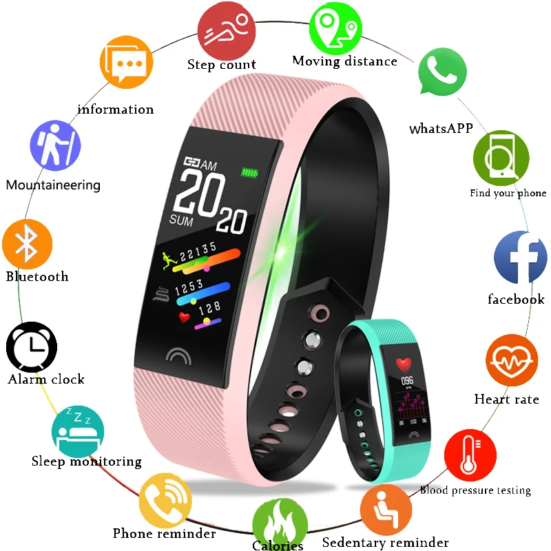 

LIGE Women Sport Smart Bracelet LED Color Screen Heart Rate Monitor Pedometer Tracker Waterproof Fitness Watch For Android ios