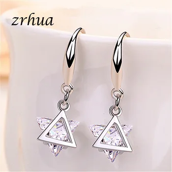 

ZRHUA New Design 100% 925 Sterling Silver Drop Earrings For Women Prevent Allergy Brincos pendientes mujer moda 2019 Brincos
