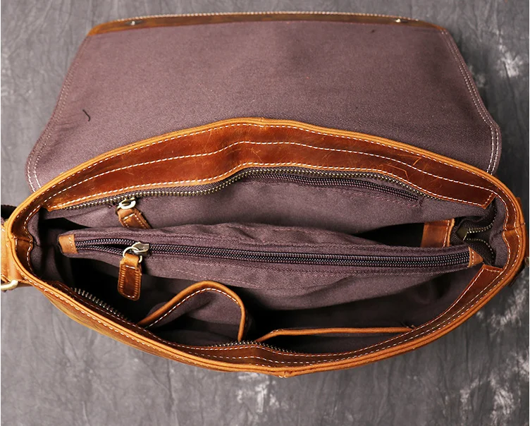 Vintage hombres Crazy Horse maletín de cuero genuino portátil Bolso de negocios alta capacidad estudiante cuero bolsos de hombro Bolso D838 - 5