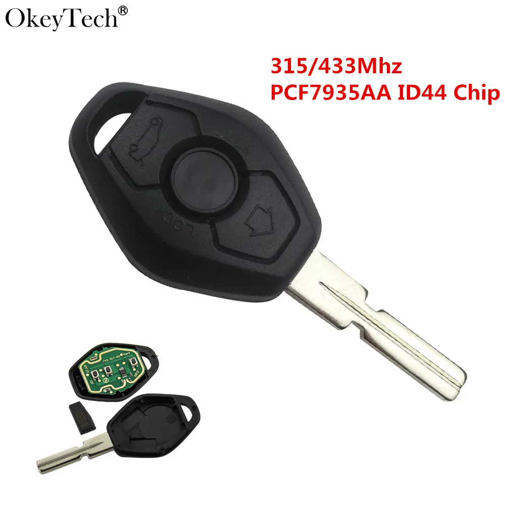 

Okeytech 3 Buttons 315Mhz/433Mhz Remote Key For BMW 3 5 7 SERIES Z3 Z4 X3 X5 M5 325i E38 E39 E46 HU58 Blade PCF7935/ID44 Chip