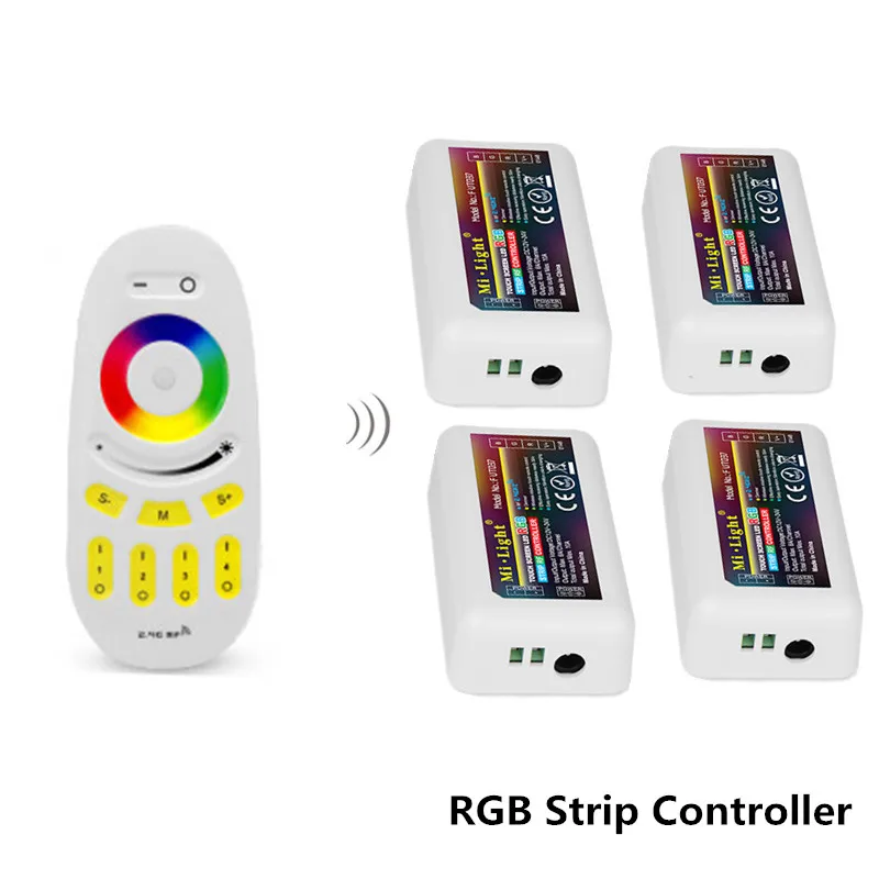 Wireless 2.4G RGB+CCT Led Controller 4-zone RF Remote Control f 5050 Strip Light 
