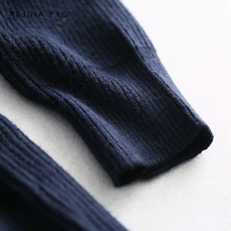 REJINAPYO Женский Свободный Повседневный однотонный вертикальный вязаный свитер с круглым вырезом размера плюс пуловер с открытыми плечами женский удобный свитер